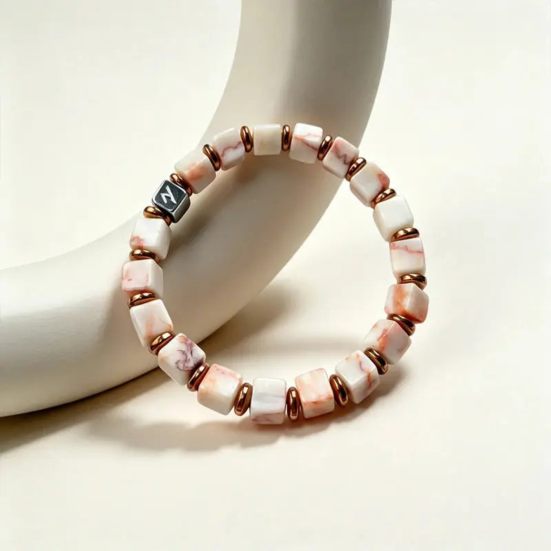The Roseate Creek - Square-Cut Natural Gemstone Bracelet ZANYÉ