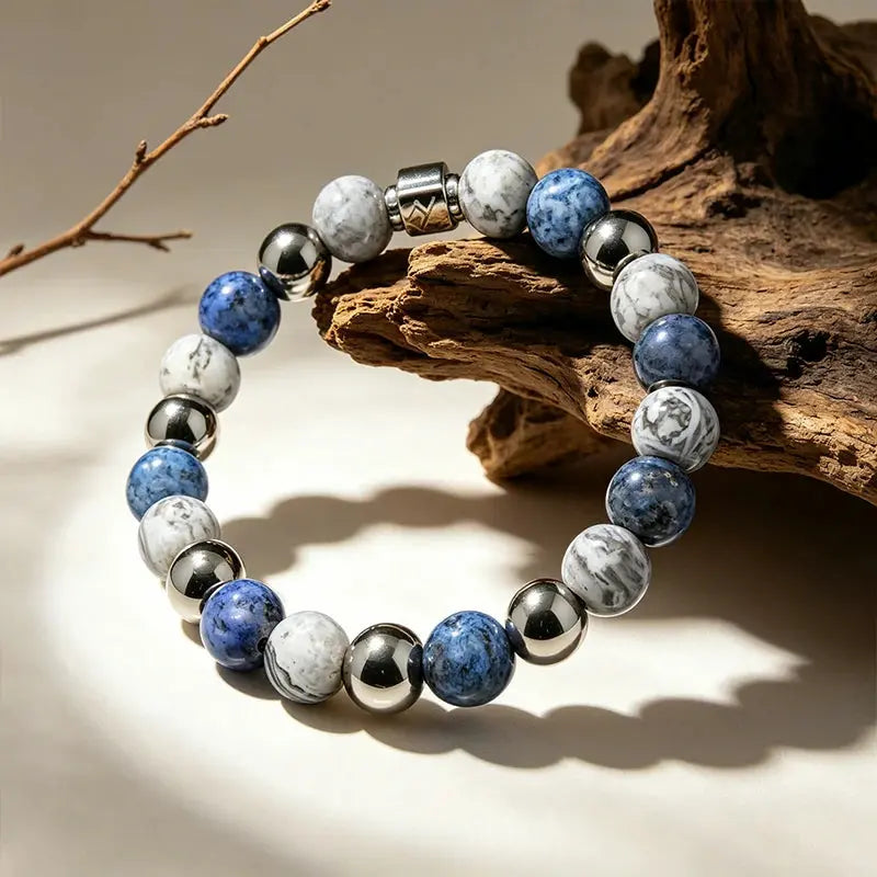 The Wayfarer - Square-Cut Landscape Jasper & Hematite Bracelet ZANYÉ