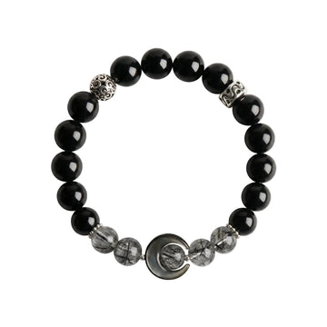 The Lunar Shield - Obsidian & Rutilated Quartz Bracelet ZANYÉ
