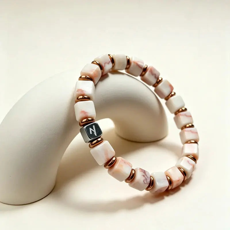 The Roseate Creek - Square-Cut Natural Gemstone Bracelet ZANYÉ