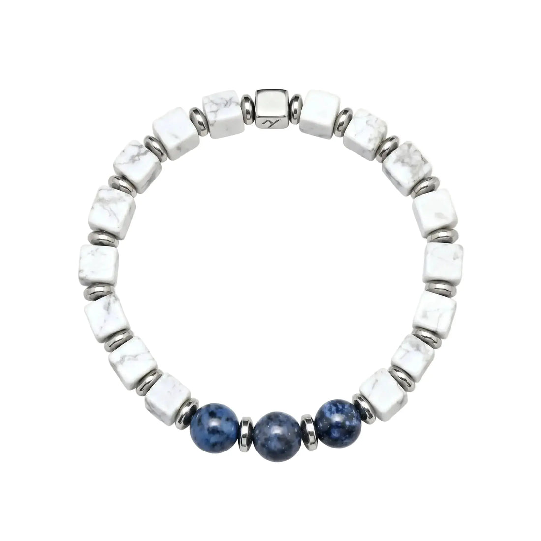 The Serene Abyss - White Turquoise & Sodalite Geometric Bracelet ZANYÉ