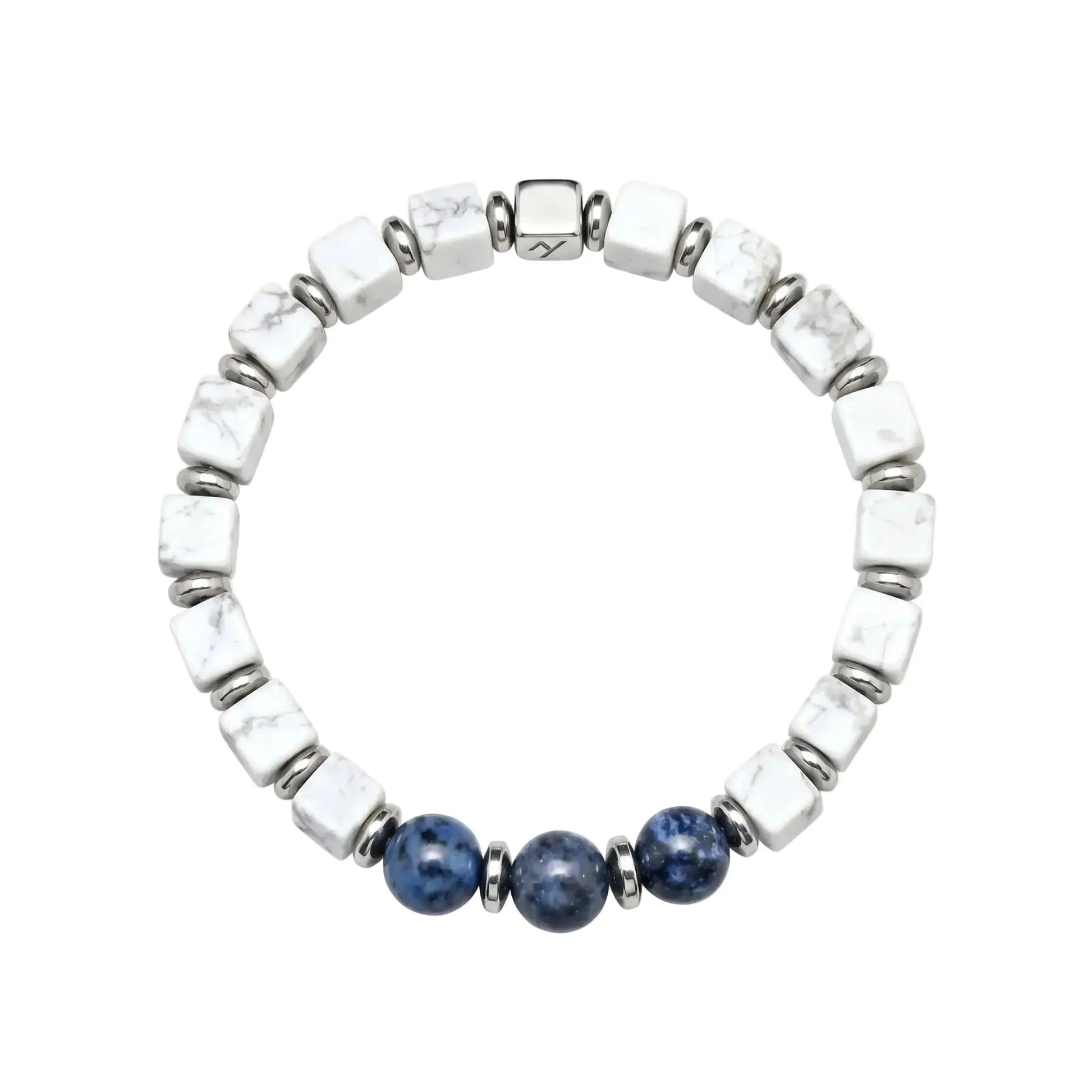 The Serene Abyss - White Turquoise & Sodalite Geometric Bracelet ZANYÉ