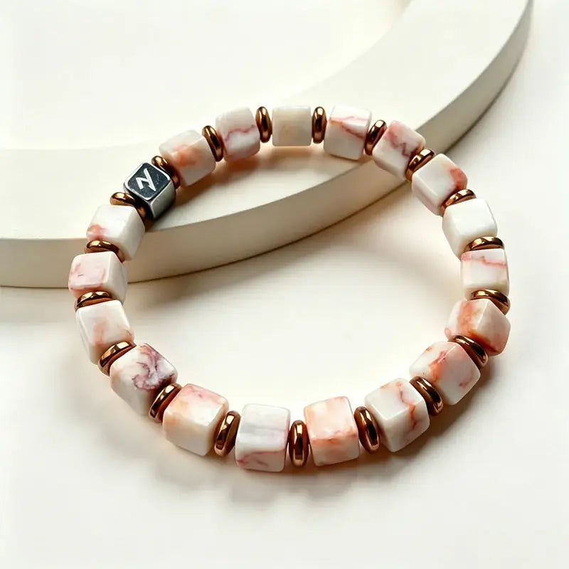 The Roseate Creek - Square-Cut Natural Gemstone Bracelet ZANYÉ