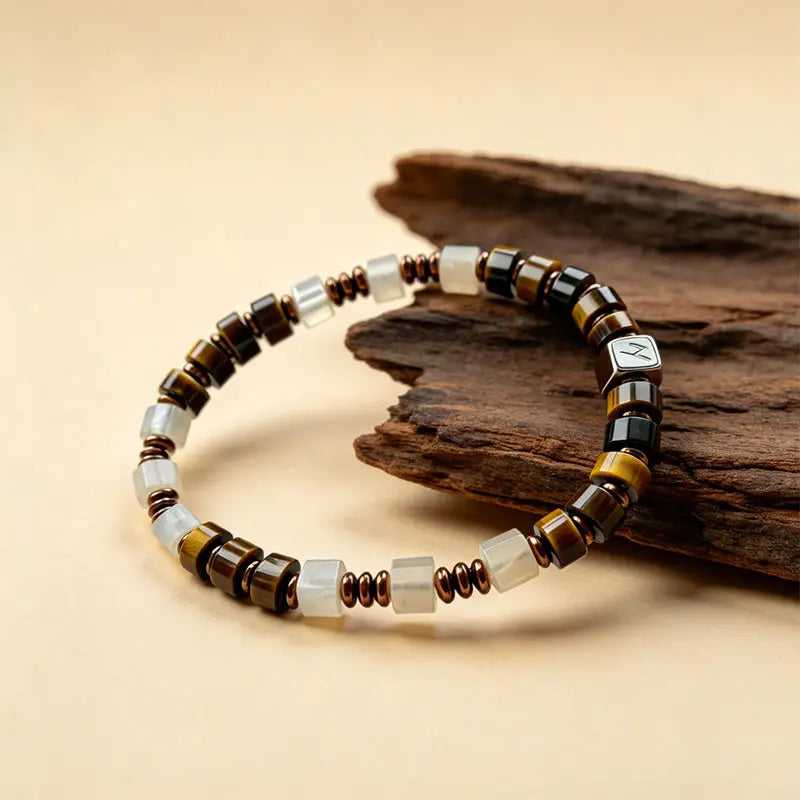 The Fearless Striker - Square-Cut Yellow Tiger's Eye Bracelet ZANYÉ