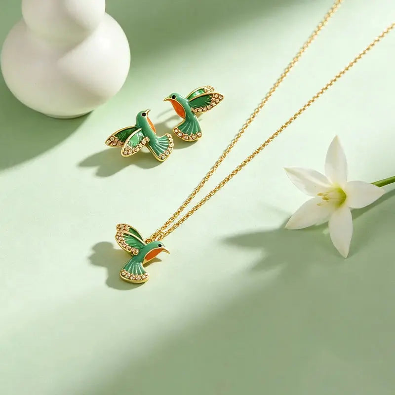 The Chasing Sunbird Hand-Painted Enamel Necklace ZANYÉ