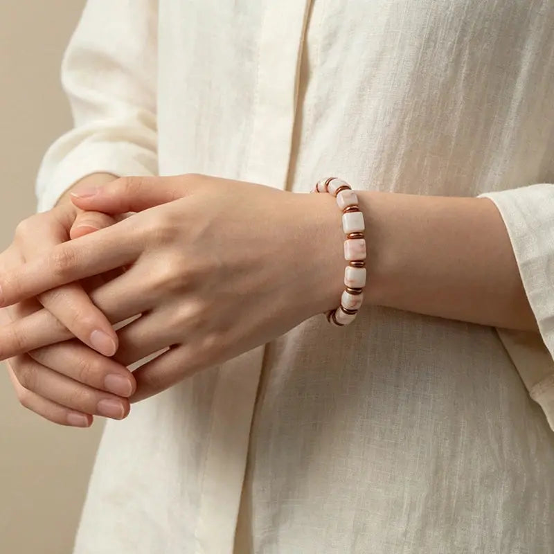 The Roseate Creek - Square-Cut Natural Gemstone Bracelet ZANYÉ
