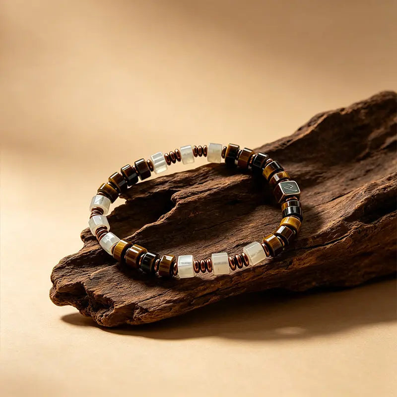 The Fearless Striker - Square-Cut Yellow Tiger's Eye Bracelet ZANYÉ