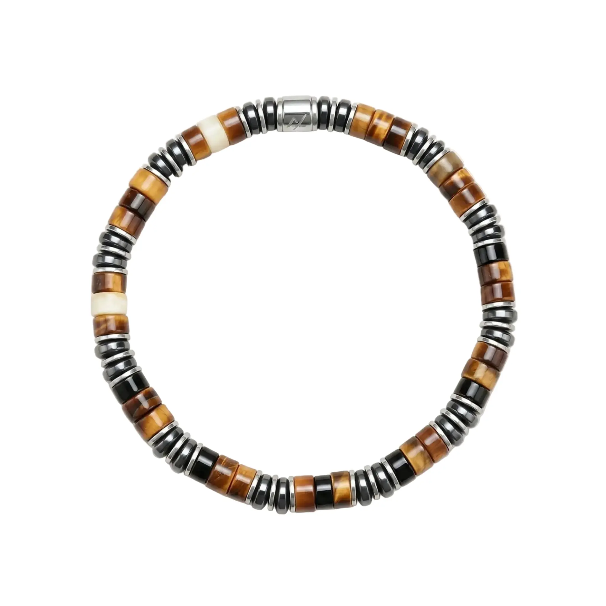 The Molten Sunset - Cylindrical Tiger's Eye & Hematite Bracelet ZANYÉ