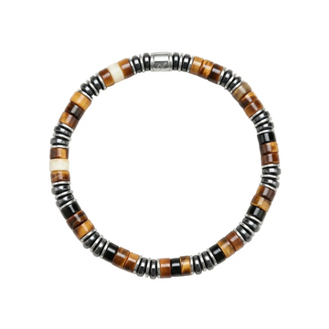 The Molten Sunset - Cylindrical Tiger's Eye & Hematite Bracelet ZANYÉ