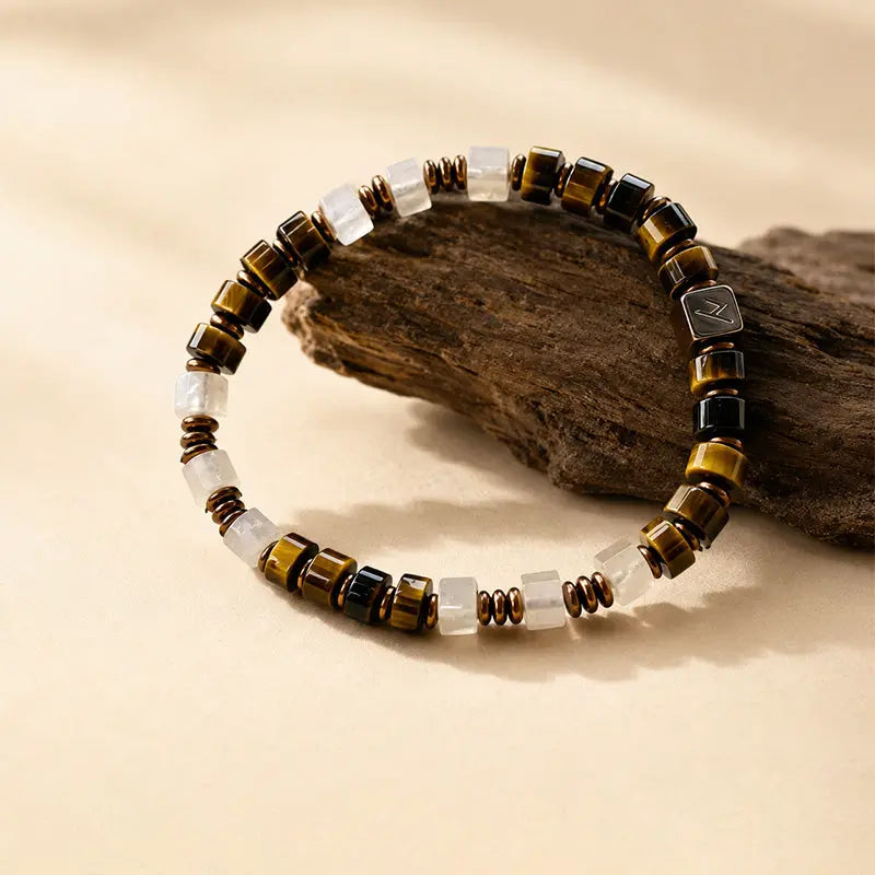 The Fearless Striker - Square-Cut Yellow Tiger's Eye Bracelet ZANYÉ