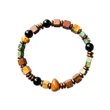 The Verdant Ridge - Square-Cut African Turquoise & White Stone Bracelet ZANYÉ