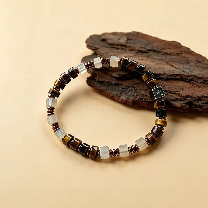 The Fearless Striker - Square-Cut Yellow Tiger's Eye Bracelet ZANYÉ