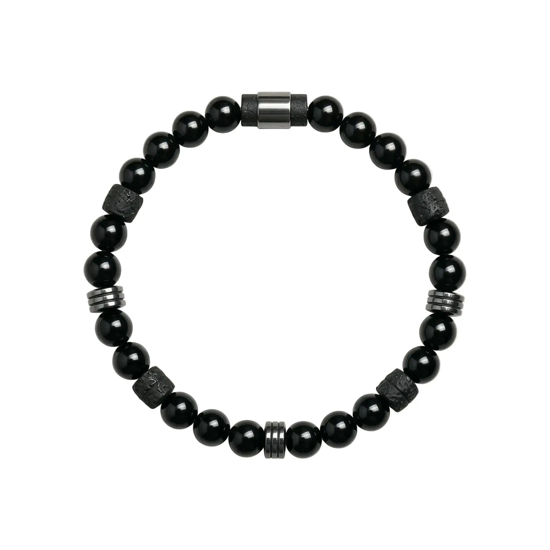 The Abyssal Peak - Cylindrical Black Tourmaline & Lava Stone Bracelet ZANYÉ