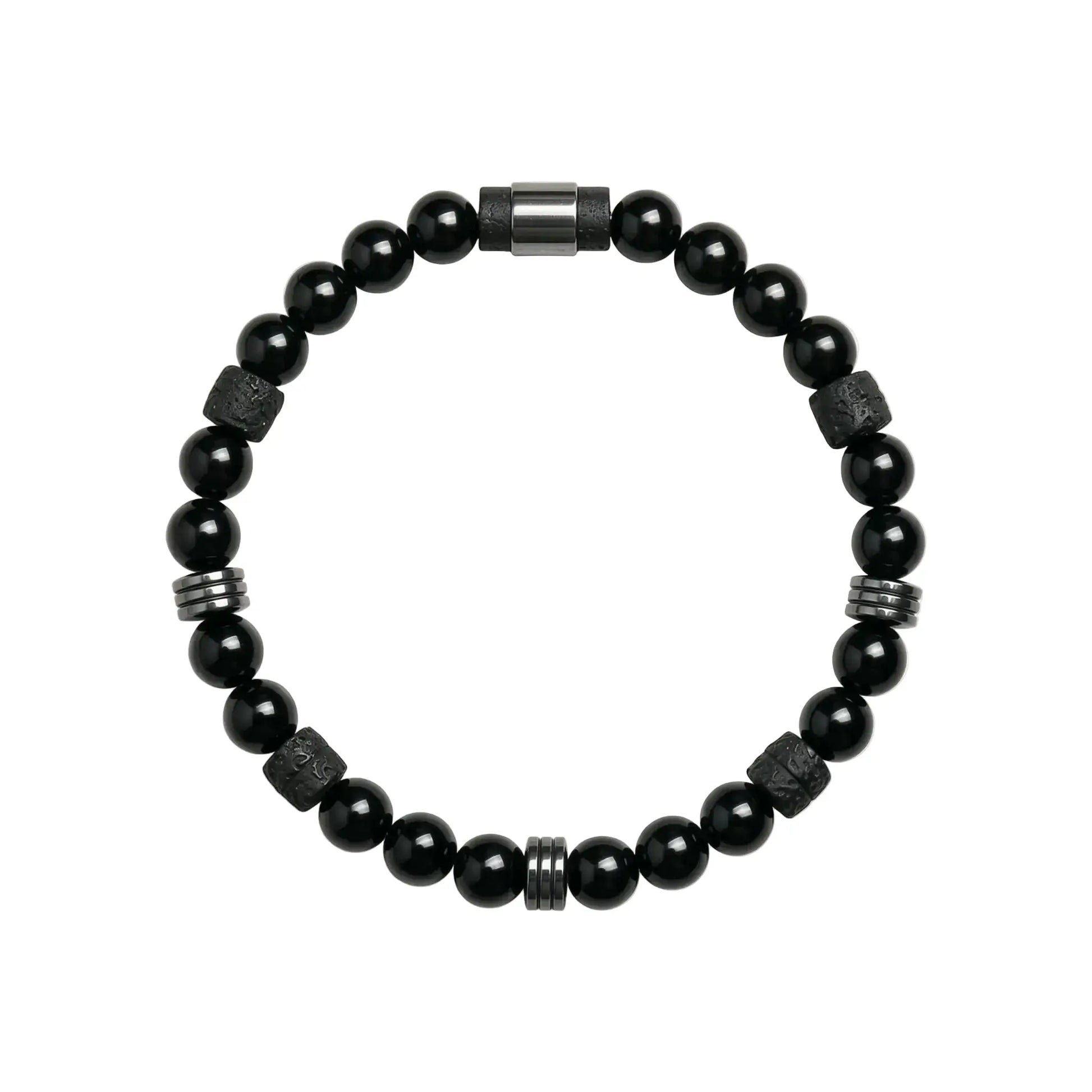 The Abyssal Peak - Cylindrical Black Tourmaline & Lava Stone Bracelet ZANYÉ