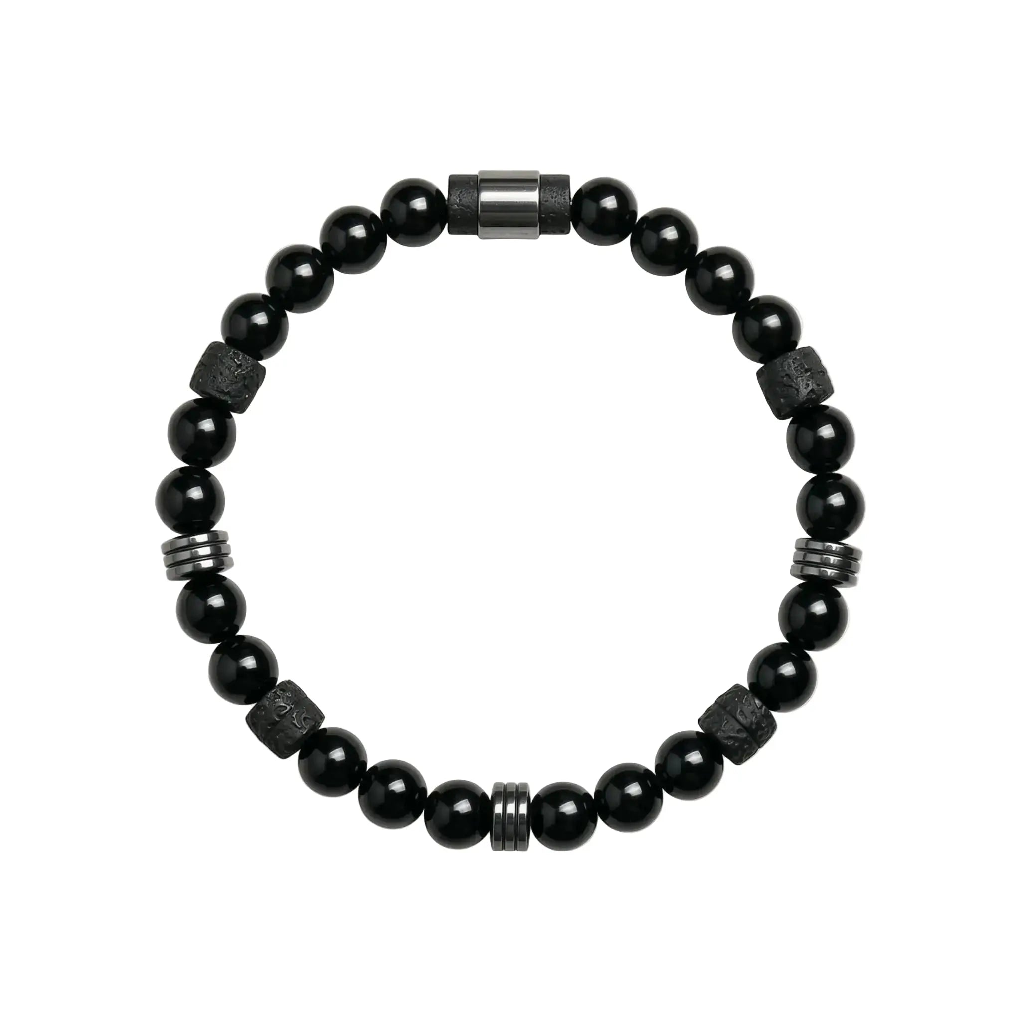 The Abyssal Peak - Cylindrical Black Tourmaline & Lava Stone Bracelet ZANYÉ