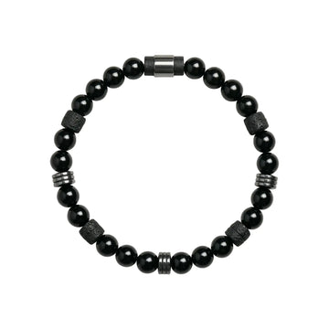The Abyssal Peak - Cylindrical Black Tourmaline & Lava Stone Bracelet ZANYÉ