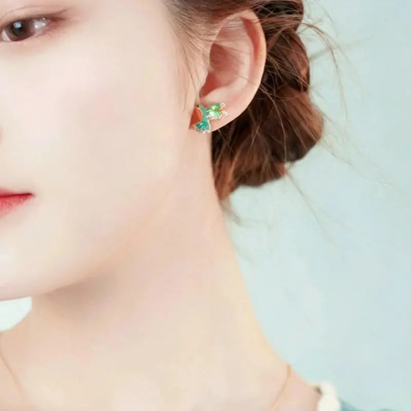The Chasing Sunbird Hand-Painted Enamel Earrings ZANYÉ
