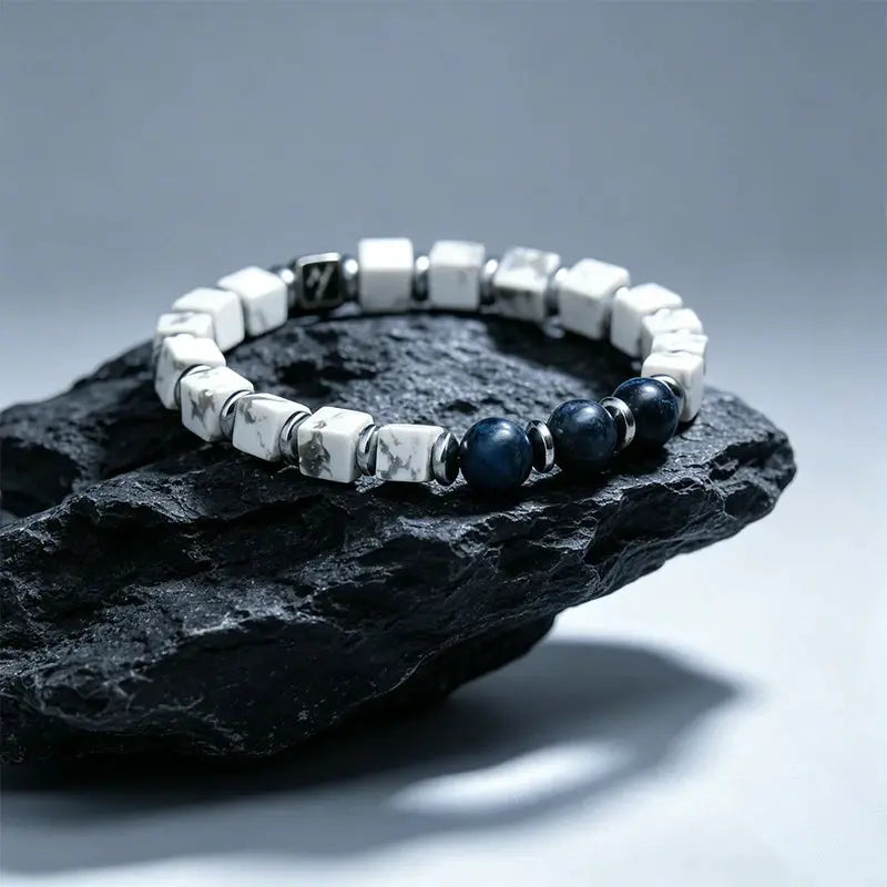 The Serene Abyss - White Turquoise & Sodalite Geometric Bracelet ZANYÉ