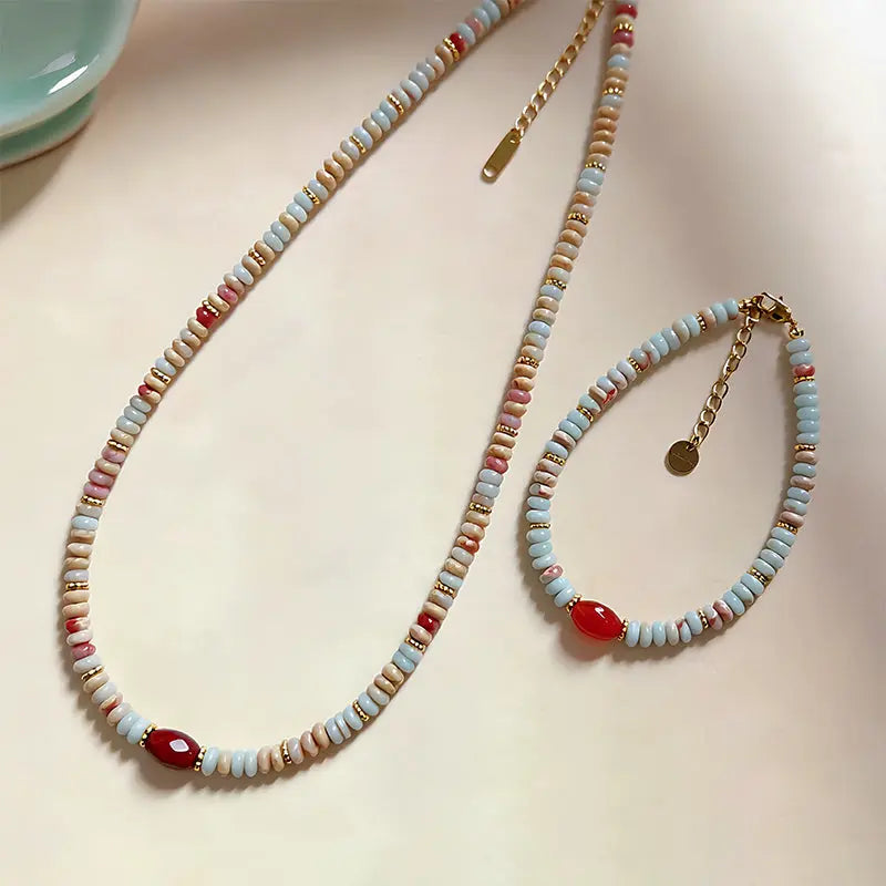 The Crimson Trace - Shoushan Stone & Red Agate Jewelry Necklace ZANYÉ