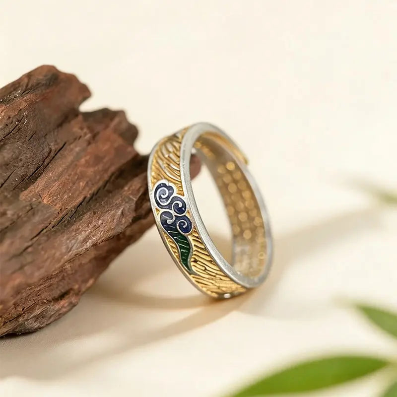 The Auspicious Cloud Cloisonné Silver Ring ZANYÉ