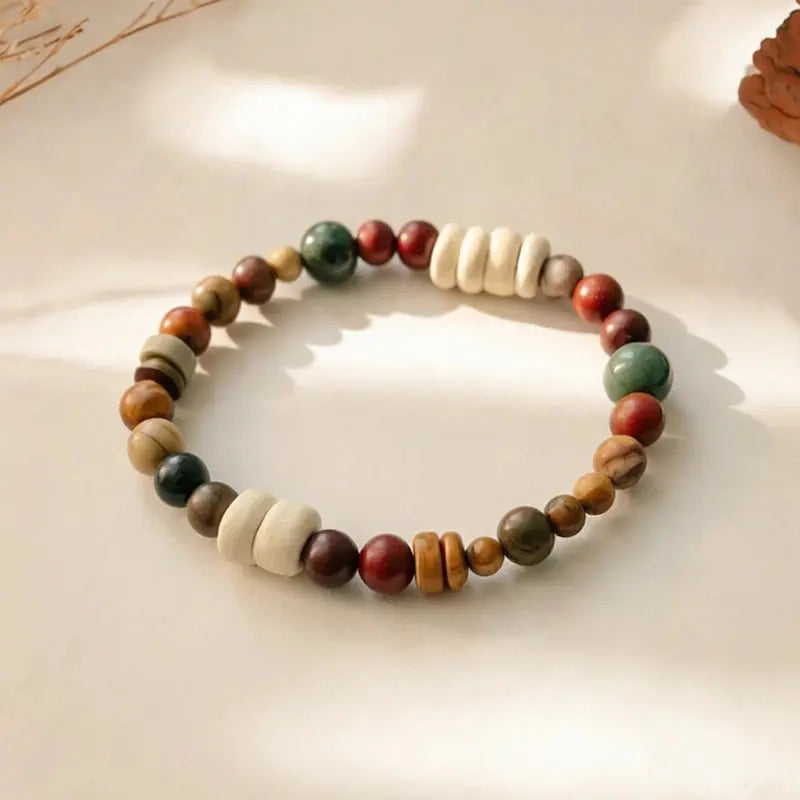 The Boundless Realm - Coconut Shell & Picasso Jasper Minimalist Bracelet ZANYÉ