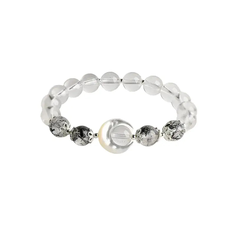 The Lunar Shield - Obsidian & Rutilated Quartz Bracelet ZANYÉ