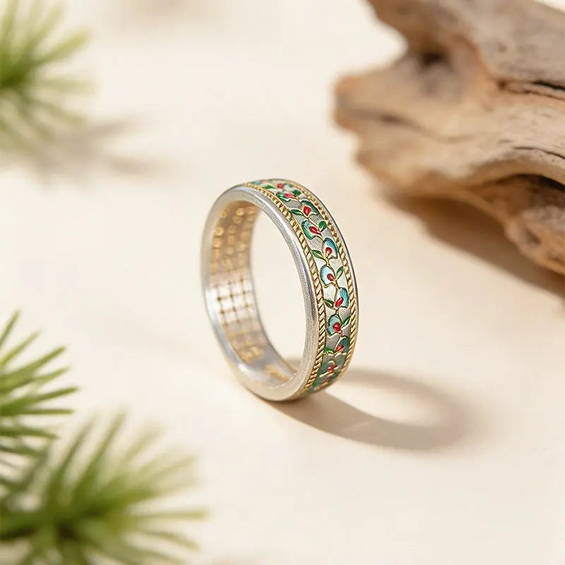 The Lily of the Valley Cloisonné Silver Ring ZANYÉ