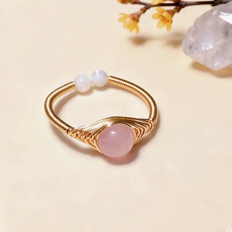 The Prism of Elements - Natural Gemstone Hand-Wire-Wrapped Adjustable Ring ZANYÉ