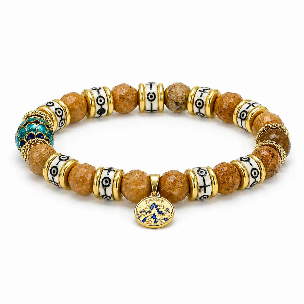 The Earth Totem - Picture Jasper & Blue Cloisonné Amulet Bracelet ZANYÉ