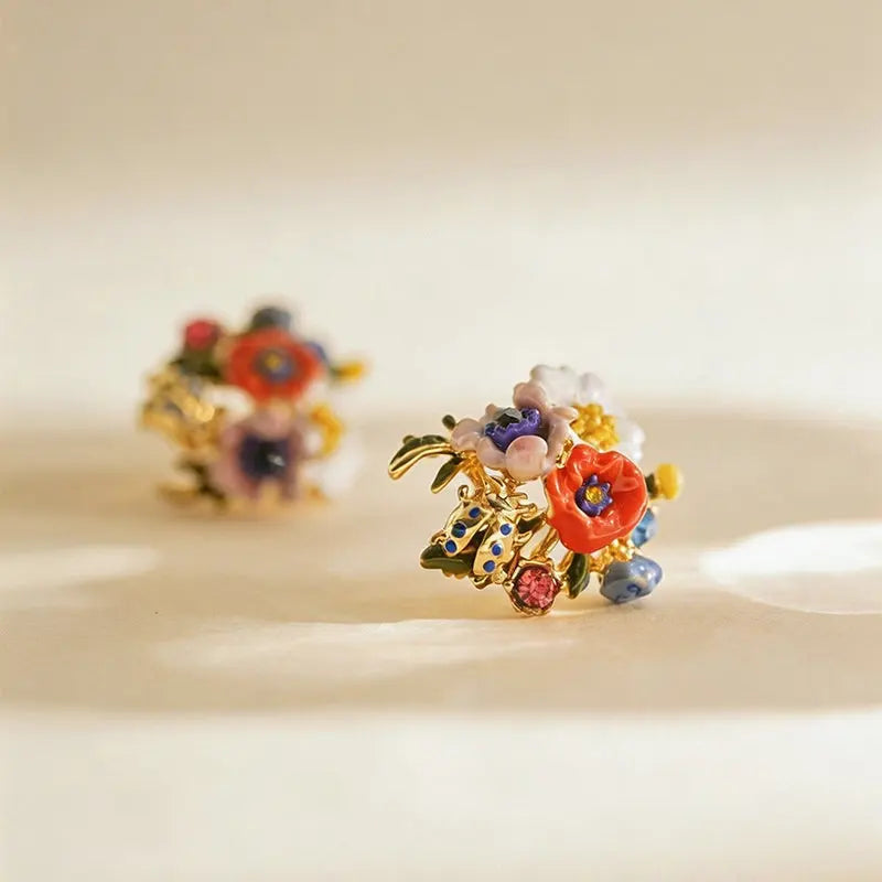 The Vibrant Blossom Hand-Painted Enamel Earrings ZANYÉ