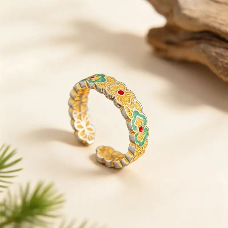 The Auspicious Ruyi Cloisonné Silver Ring ZANYÉ