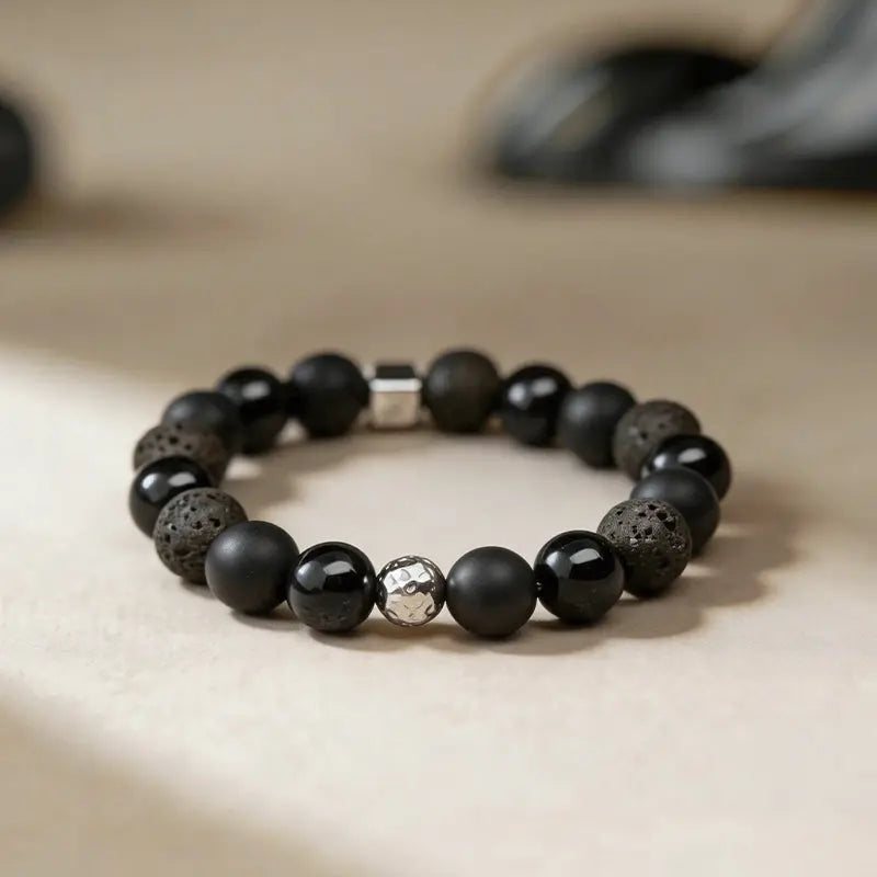 The Magma Core - Obsidian & Volcanic Lava Rock Talisman Bracelet ZANYÉ