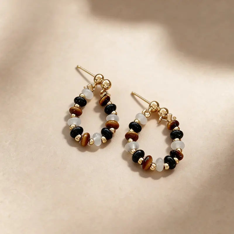 The Grounded Focus - Onyx & Tiger's Eye Earrings ZANYÉ