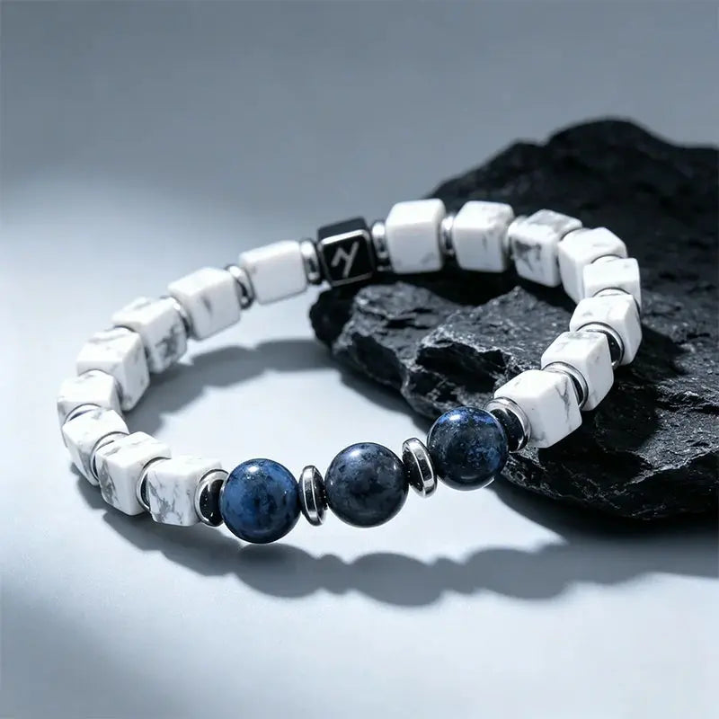The Serene Abyss - White Turquoise & Sodalite Geometric Bracelet ZANYÉ