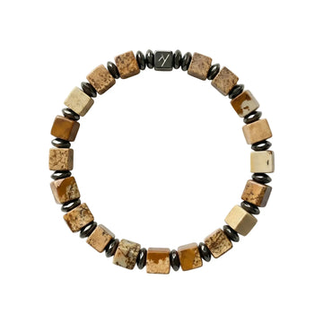 The Winter Blossom - Square-Cut Red Jasper & White Turquoise Bracelet ZANYÉ