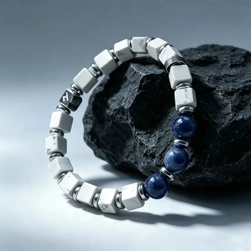 The Serene Abyss - White Turquoise & Sodalite Geometric Bracelet ZANYÉ