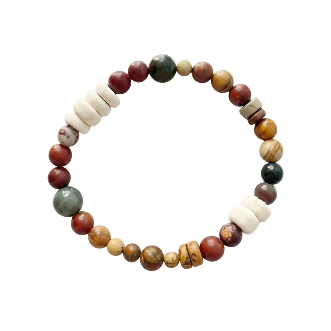 The Boundless Realm - Coconut Shell & Red Jasper Minimalist Bracelet ZANYÉ