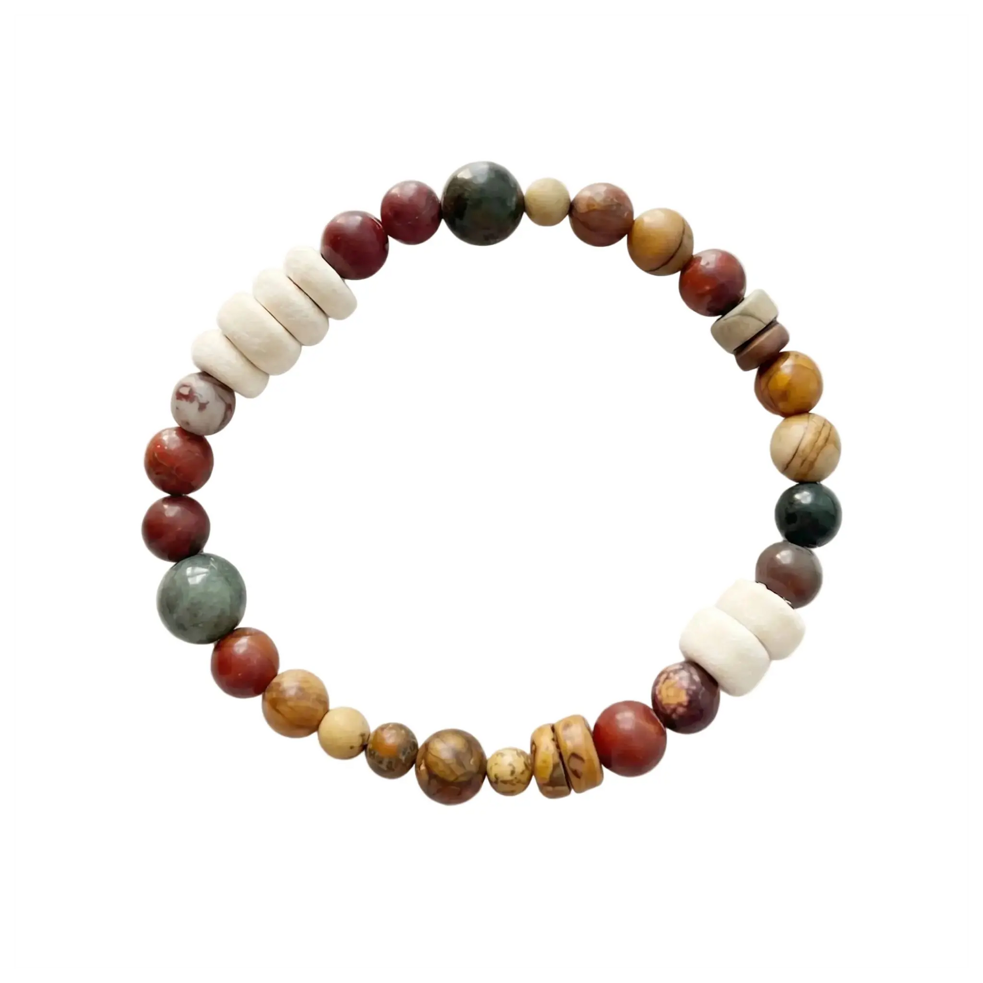 The Boundless Realm - Coconut Shell & Red Jasper Minimalist Bracelet ZANYÉ