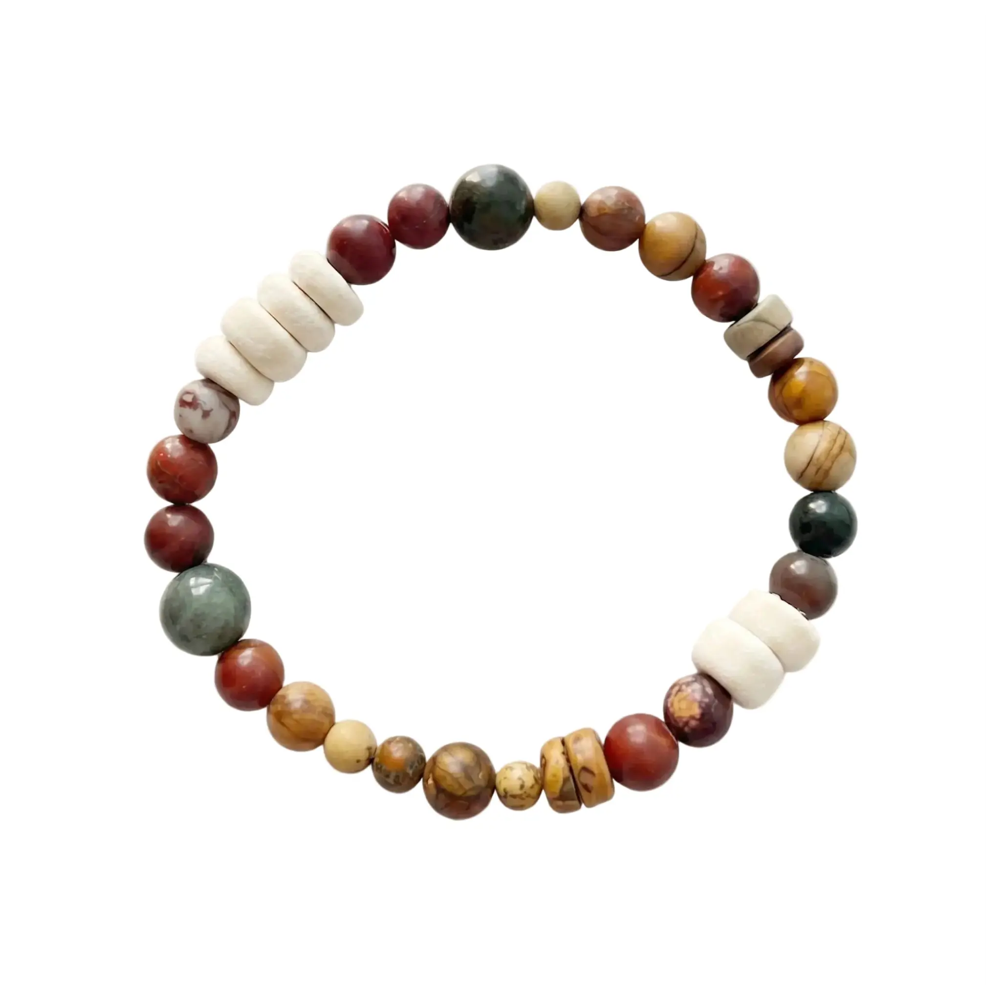 The Boundless Realm - Coconut Shell & Red Jasper Minimalist Bracelet ZANYÉ