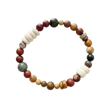 The Boundless Realm - Coconut Shell & Red Jasper Minimalist Bracelet ZANYÉ