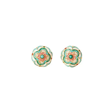 The Auspicious Baoxiang Flower Enamel Earrings ZANYÉ