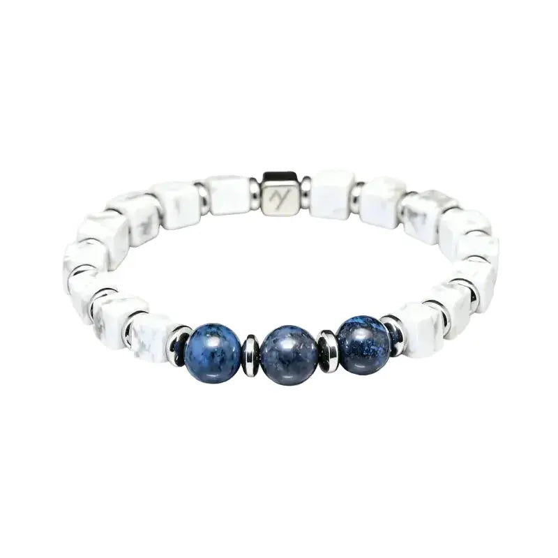 The Serene Abyss - White Turquoise & Sodalite Geometric Bracelet ZANYÉ