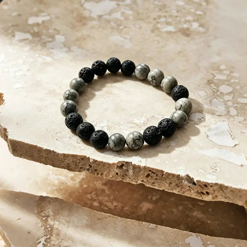 The Earthbound Nomad - Lava Stone & Picasso Stone Mixed Bracelet ZANYÉ