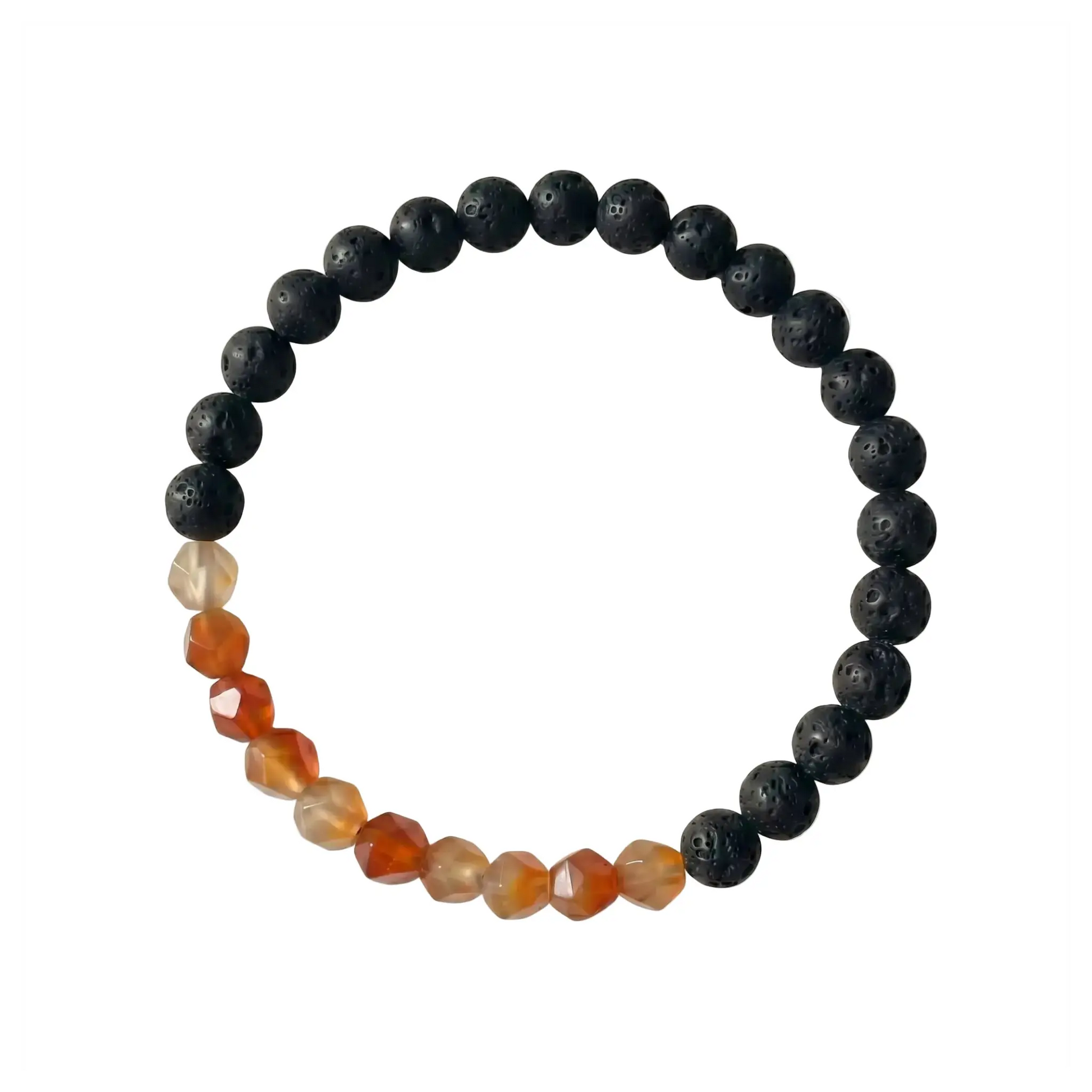 The Volcanic Anthem - Lava Stone & Red Agate Geometric Bracelet ZANYÉ