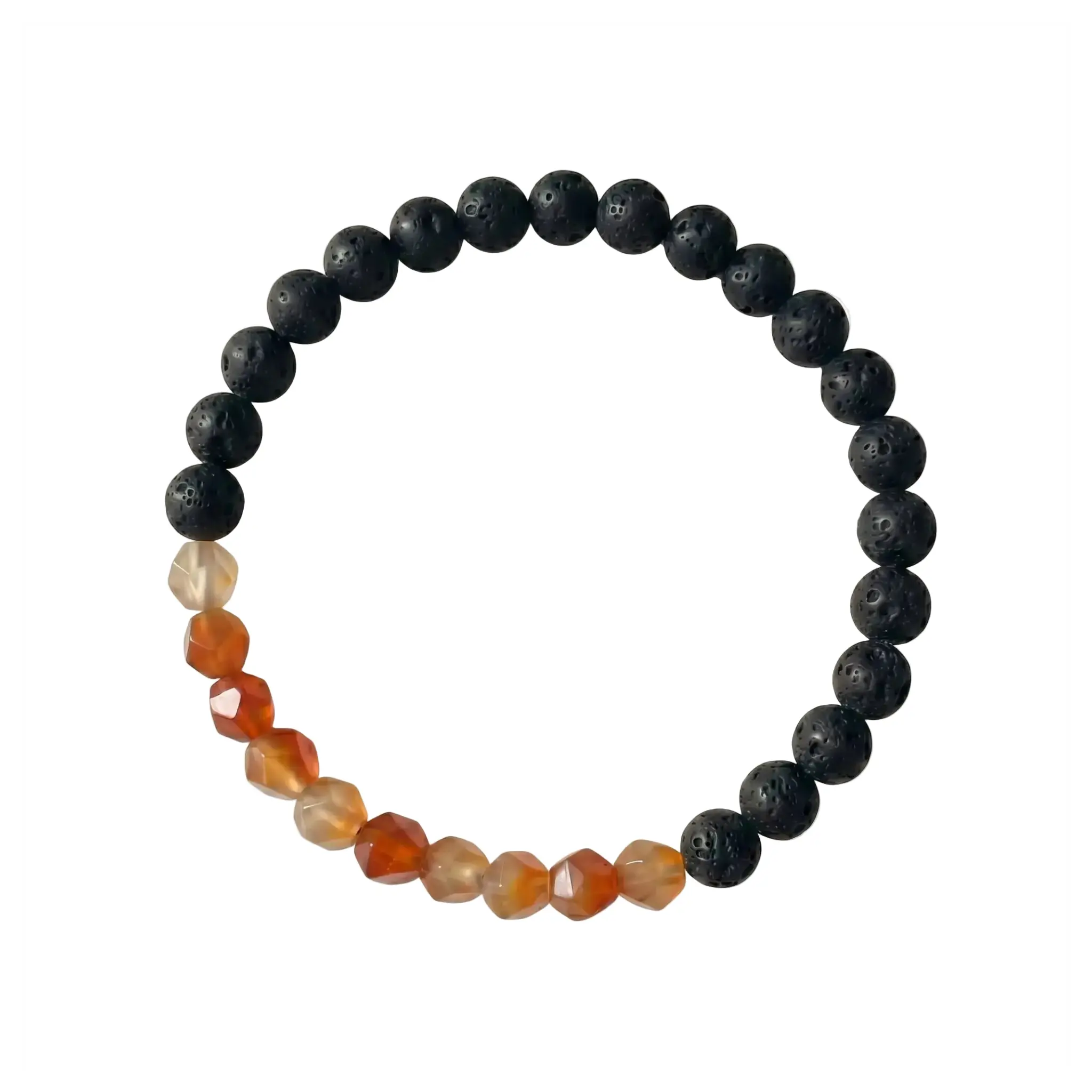 The Volcanic Anthem - Lava Stone & Red Agate Geometric Bracelet ZANYÉ