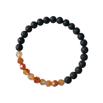 The Volcanic Anthem - Lava Stone & Red Agate Geometric Bracelet ZANYÉ