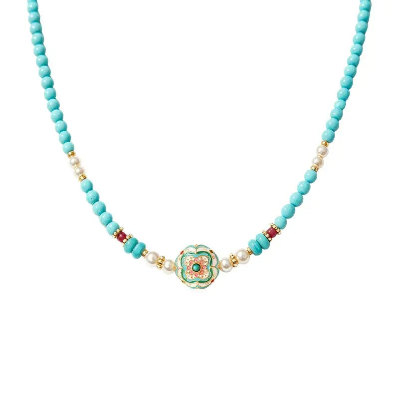 The Auspicious Baoxiang Flower Enamel Necklace ZANYÉ