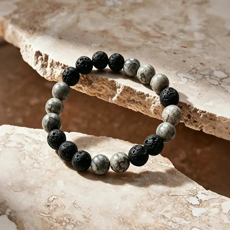The Earthbound Nomad - Lava Stone & Picasso Stone Mixed Bracelet ZANYÉ