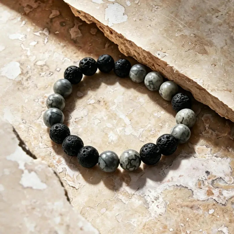 The Earthbound Nomad - Lava Stone & Picasso Stone Mixed Bracelet ZANYÉ