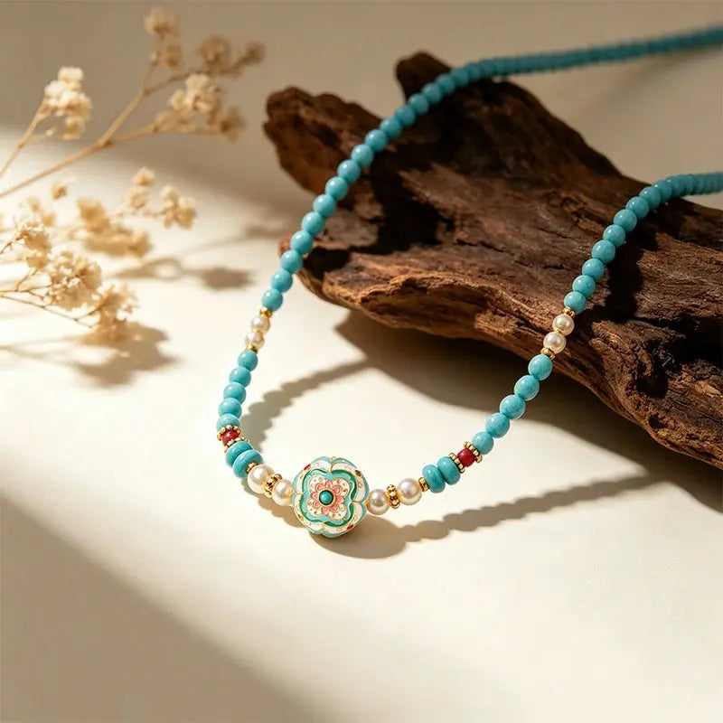 The Auspicious Baoxiang Flower Enamel Necklace ZANYÉ